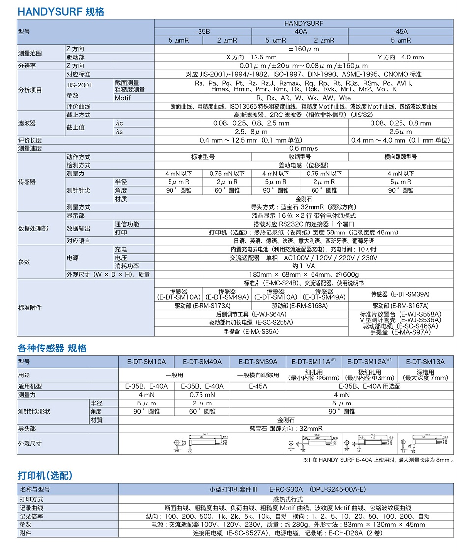 便携式粗糙度仪 E-35B